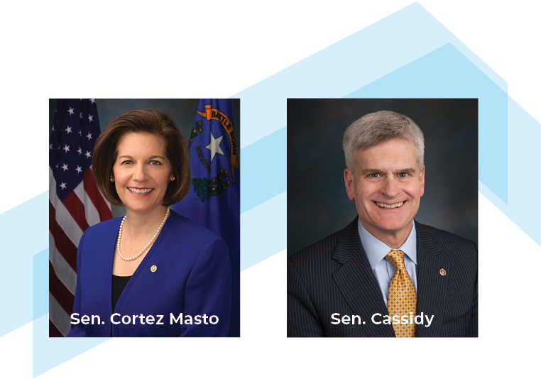 Headshots of Senators Catherine Cortez Masto and Bill Cassidy